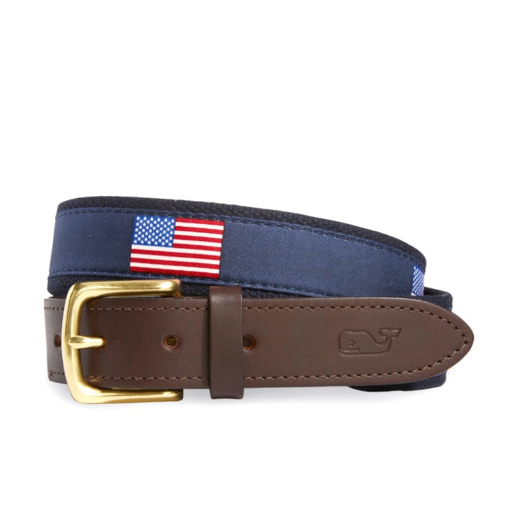 Vineyard Vines American Flags Canvas Club Belt